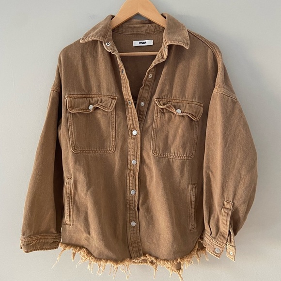 Mavi ⭐️Host Pick⭐️ Boyfriend Brown Western Distressed Hem Jean Jacket - Picture 3 of 6